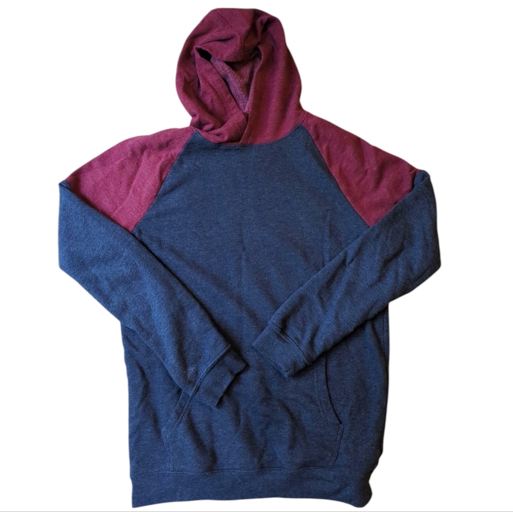 Cat & Jack Two-Tone Hoodie Sweatshirt, Boys XL 16, Navy & Maroon, Cozy Top